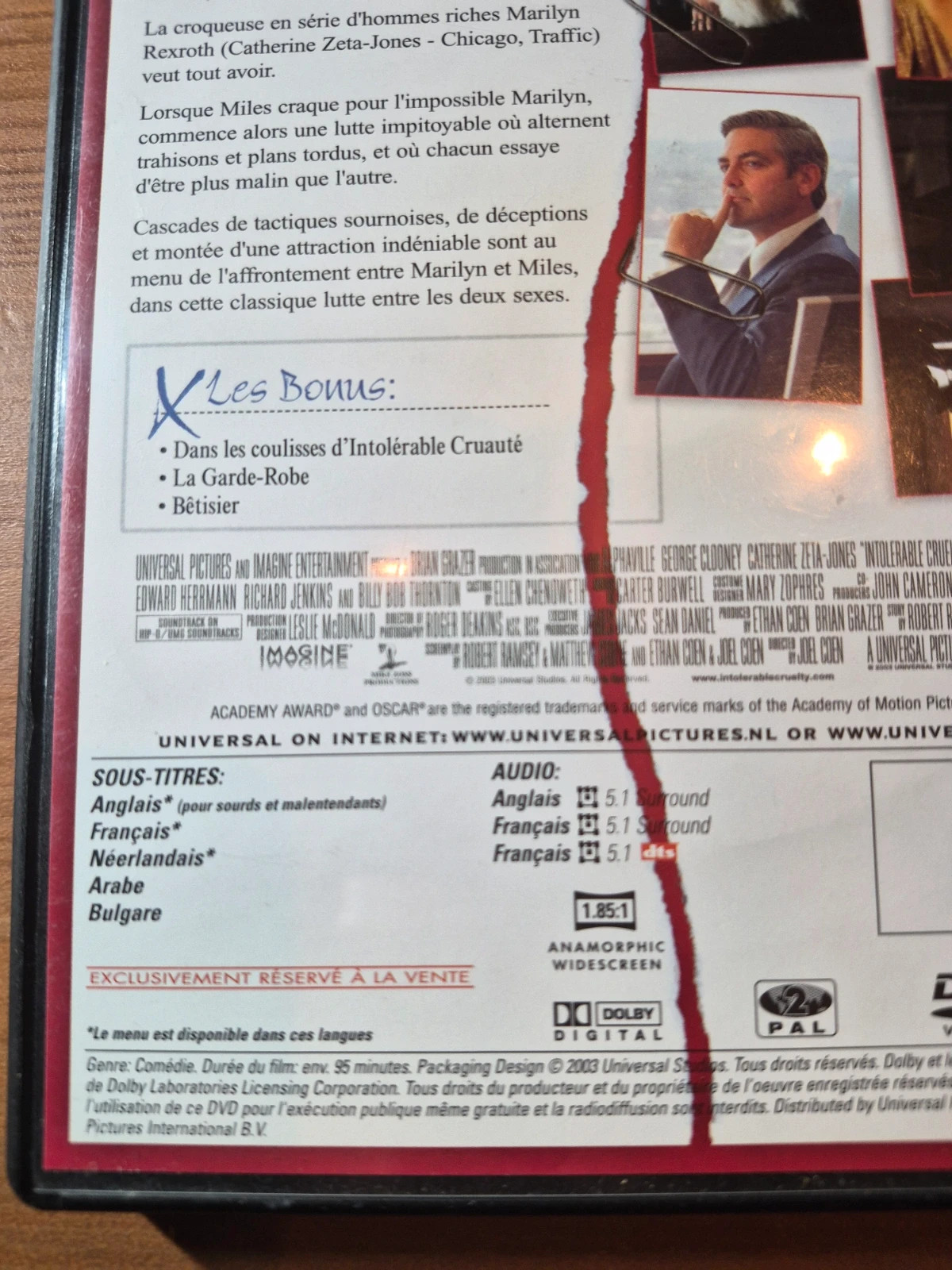Dvd intolérable cruauté 3