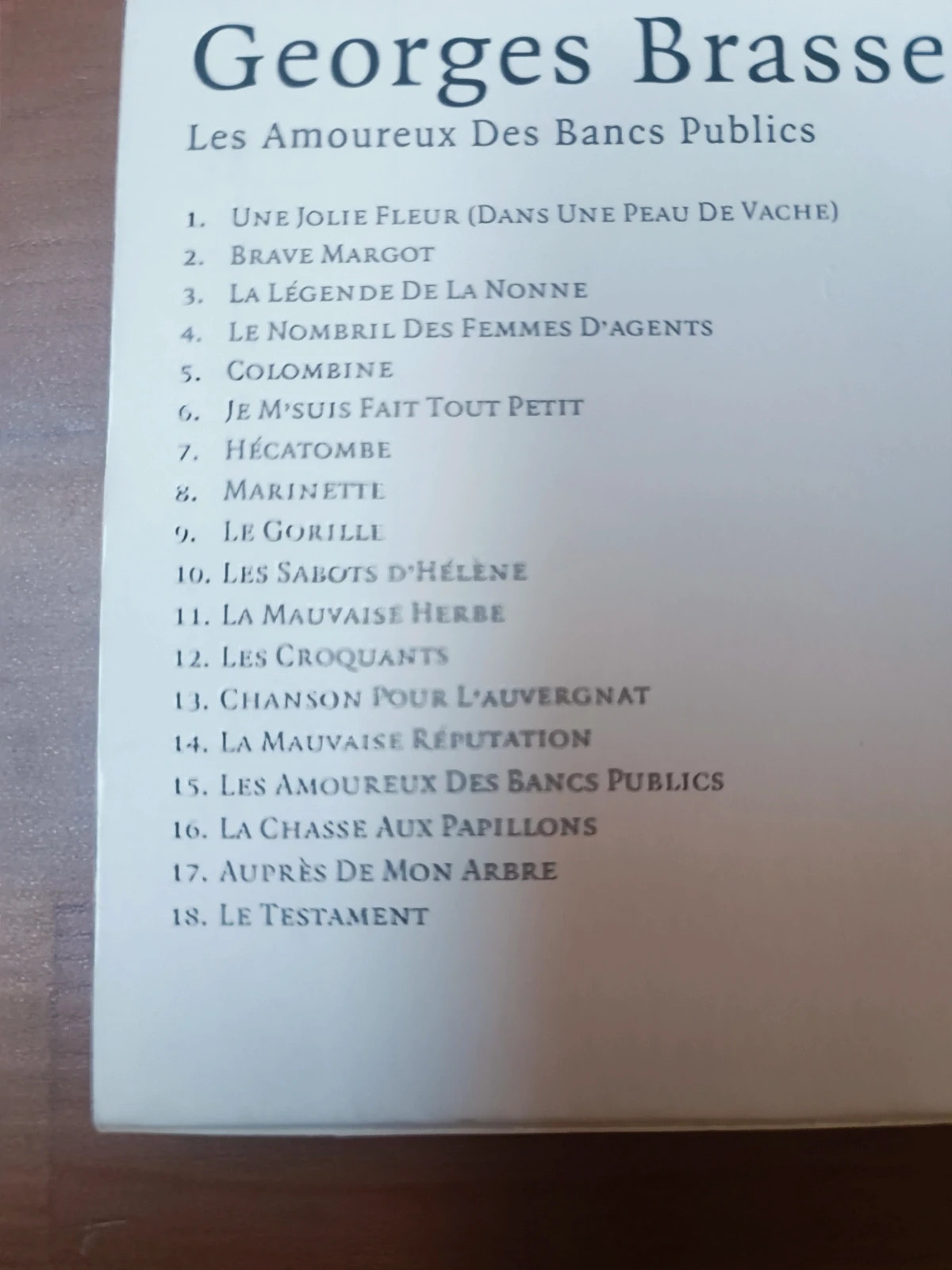 Cd audio Georges Brassens les amoureux des bancs publics 2