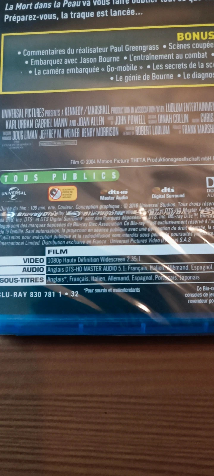 Blu-ray Jason Bourne la mort dans la peau sous blister 4