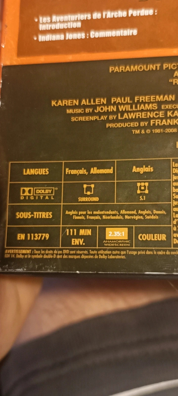 Dvd Indiana Jones l'arche perdue 4