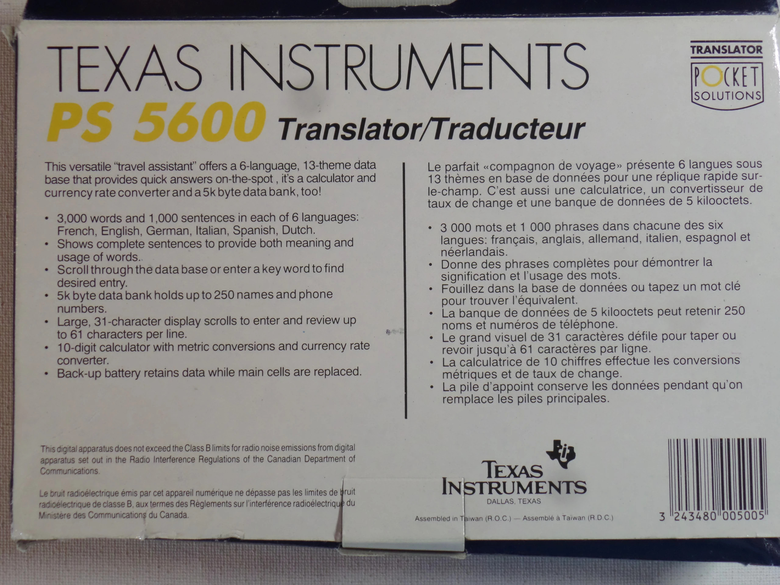Translator Texas Instruments PS 5600 complet – Texas Instruments 4
