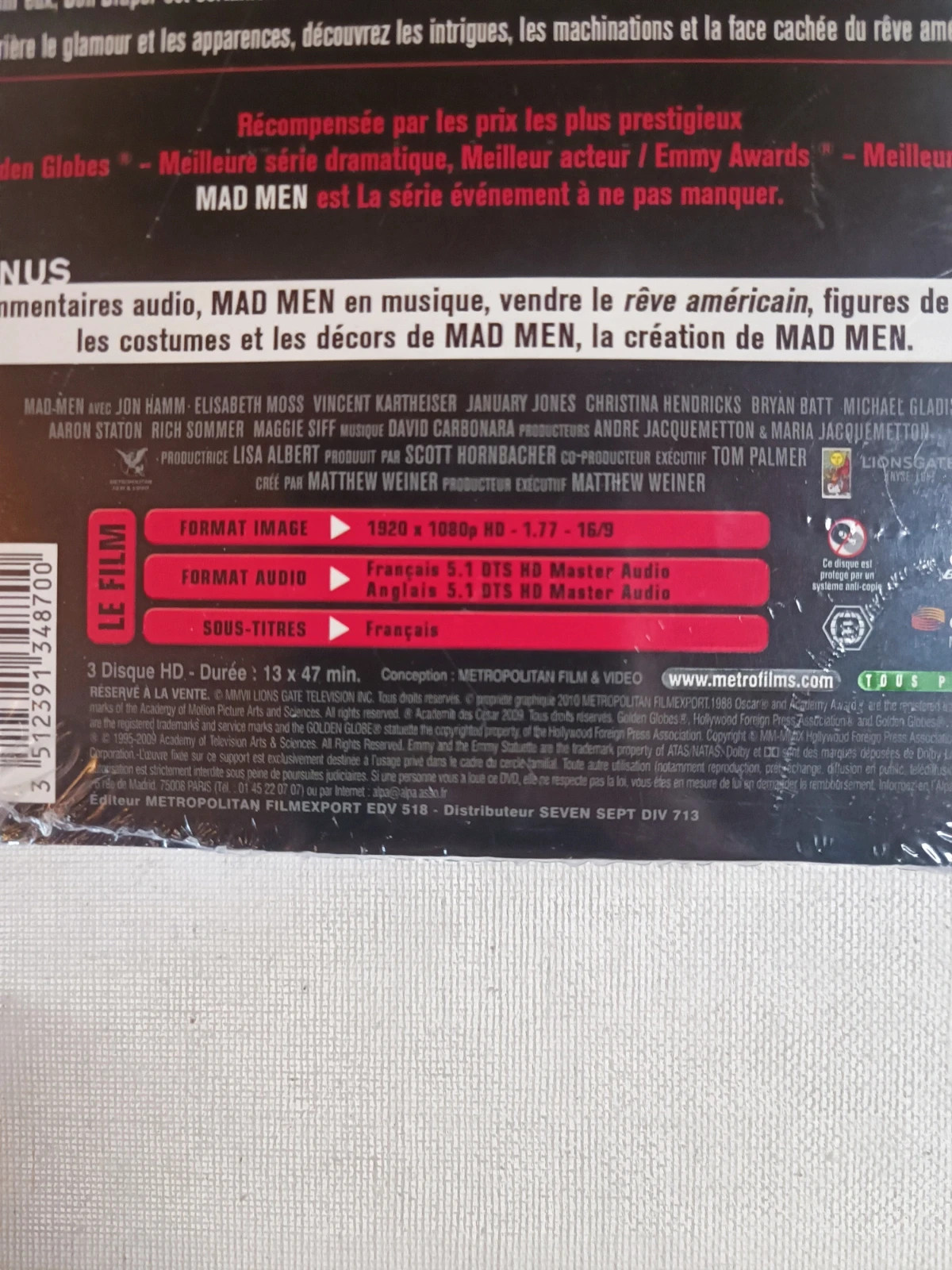 Blu-ray MadMen saison 1 sous blister 3