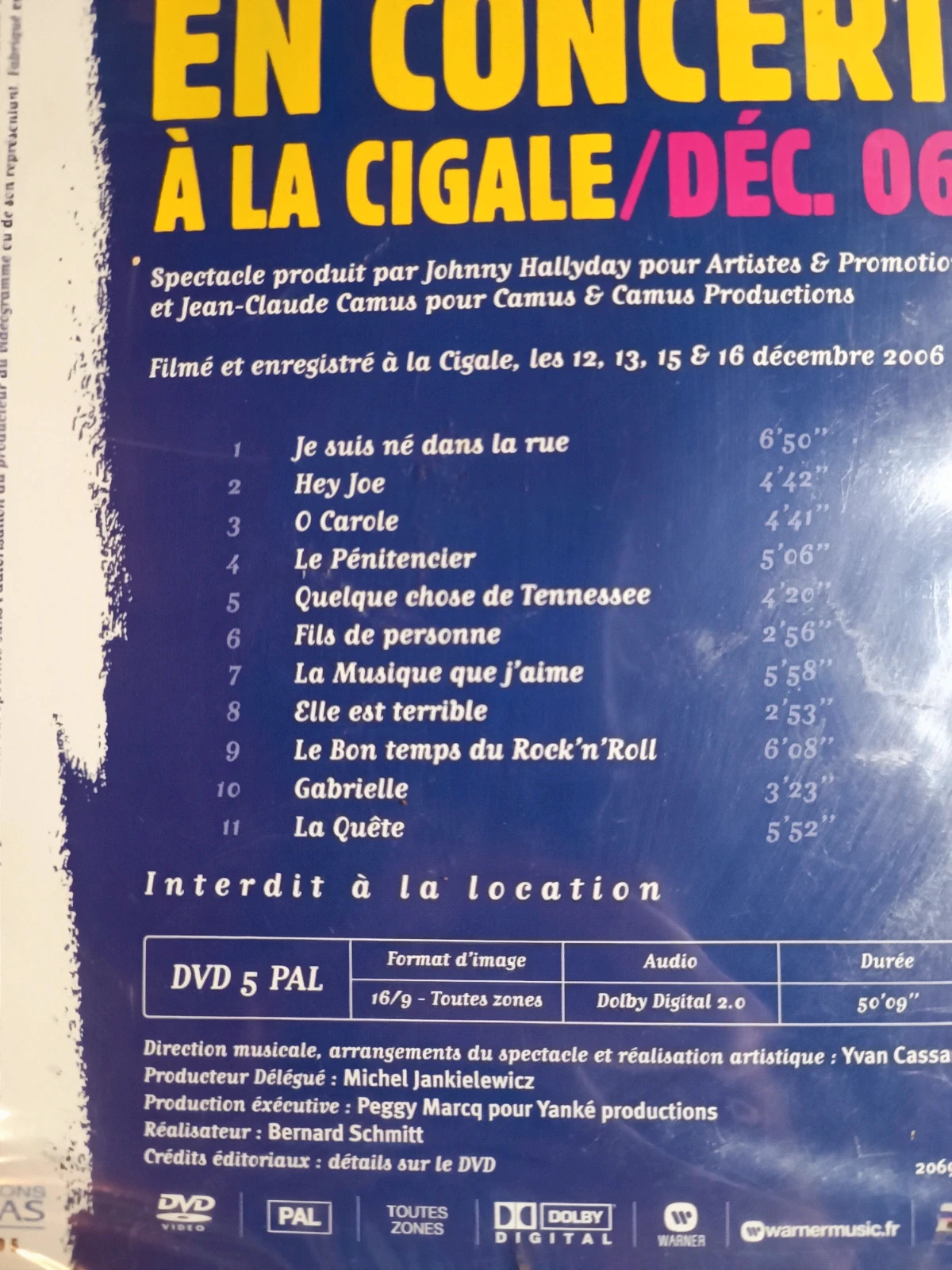 Dvd Johnny Hallyday en concert à la cigale dec/06 sous blister 3