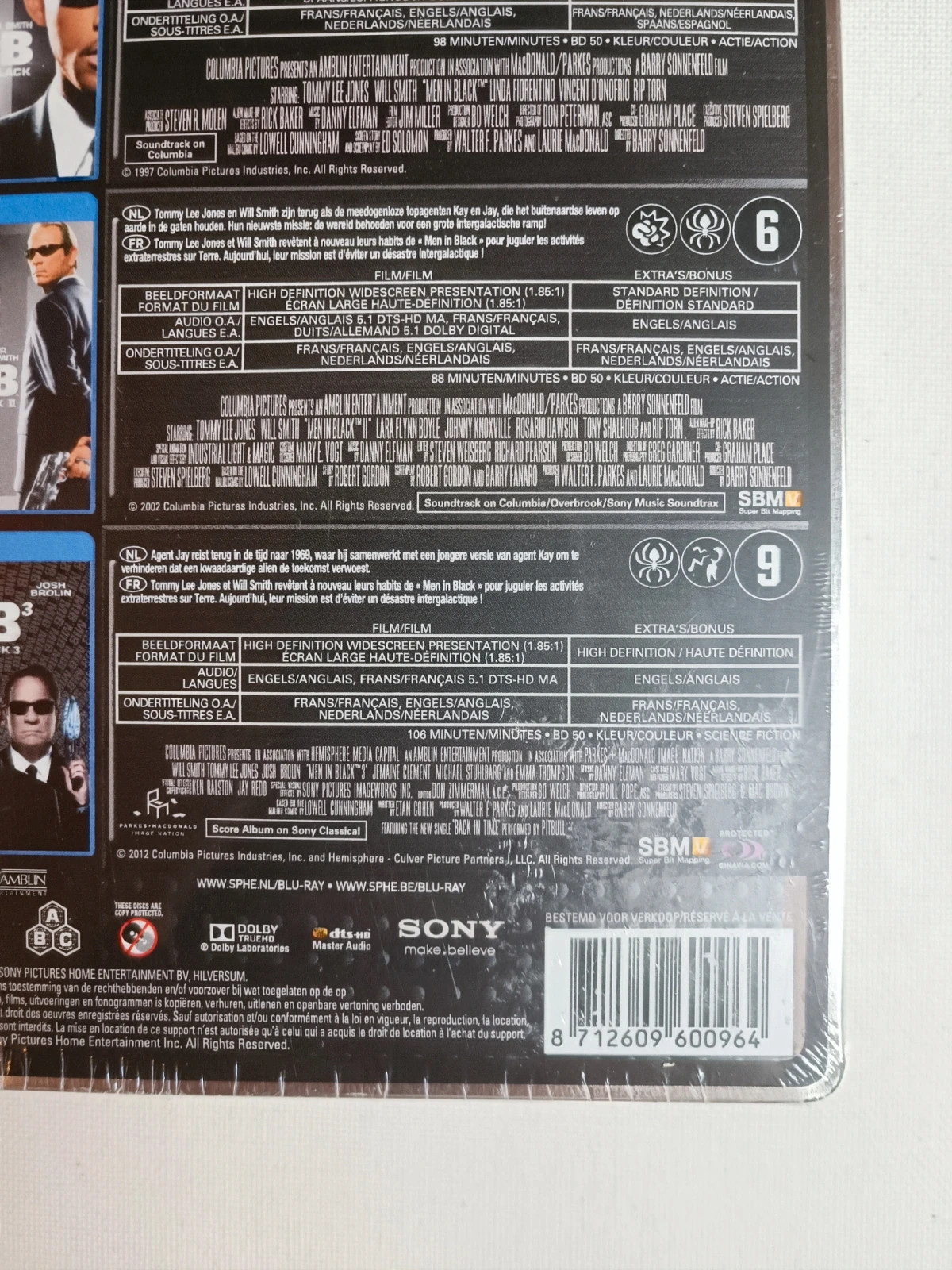 Coffret de 3 Blu-ray Men In Black Trilogy sous blister 3