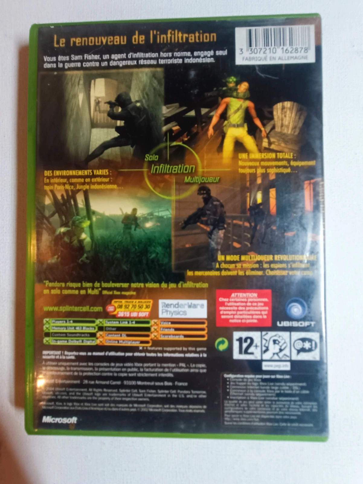 Jeu Splinter Cell Pandora Tomorrow pour Xbox original 2