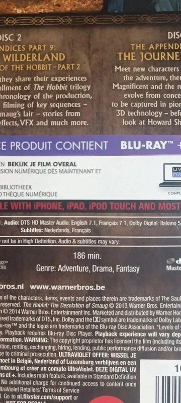 Blu-ray The Hobbit La désolation De Smaug sous blister 4