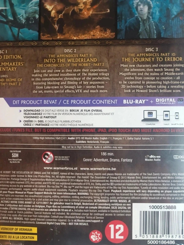 Blu-ray The Hobbit La désolation De Smaug sous blister 3