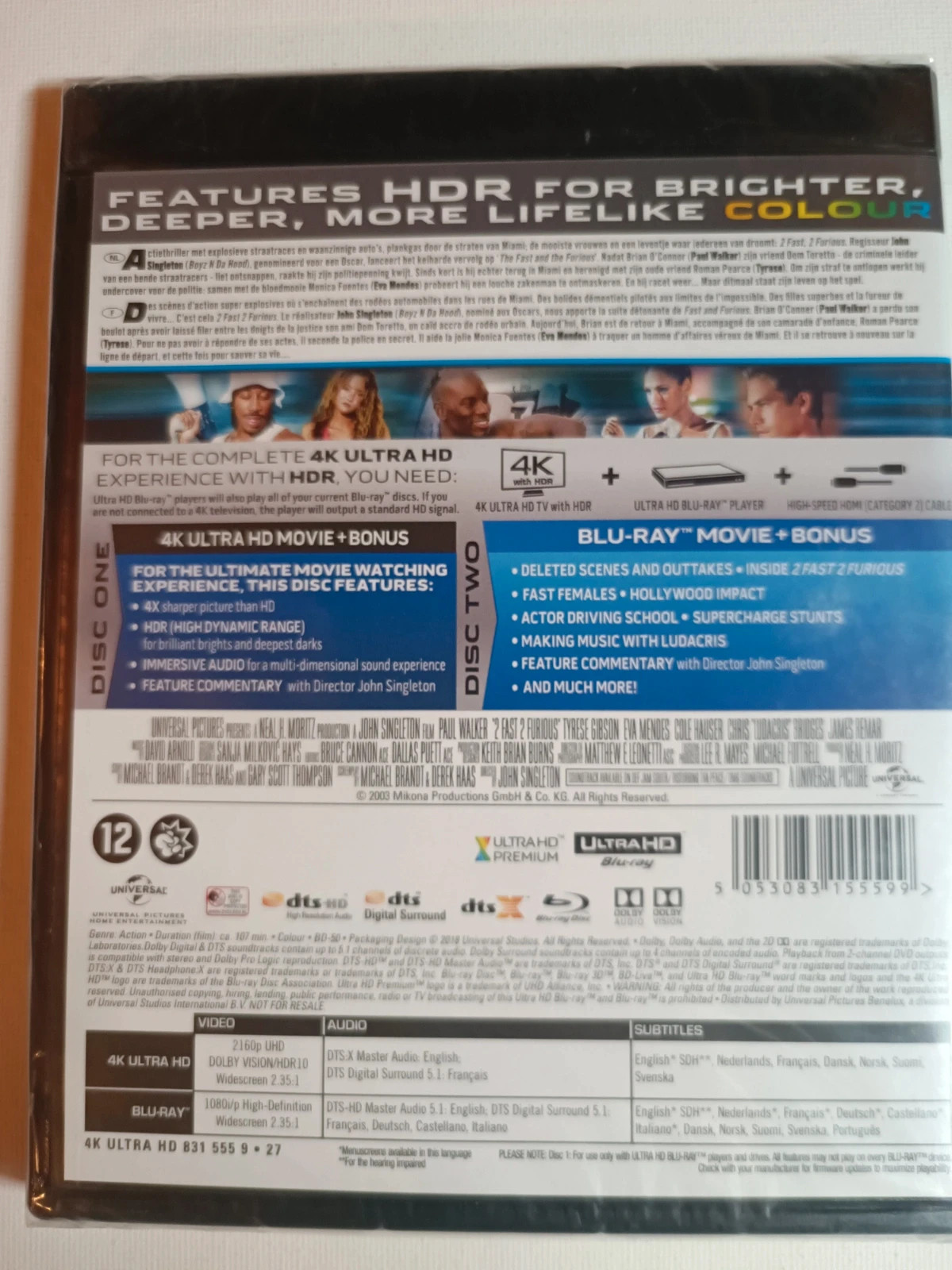 Blu-ray 4k 2 Fast 2 Furious sous blister 2