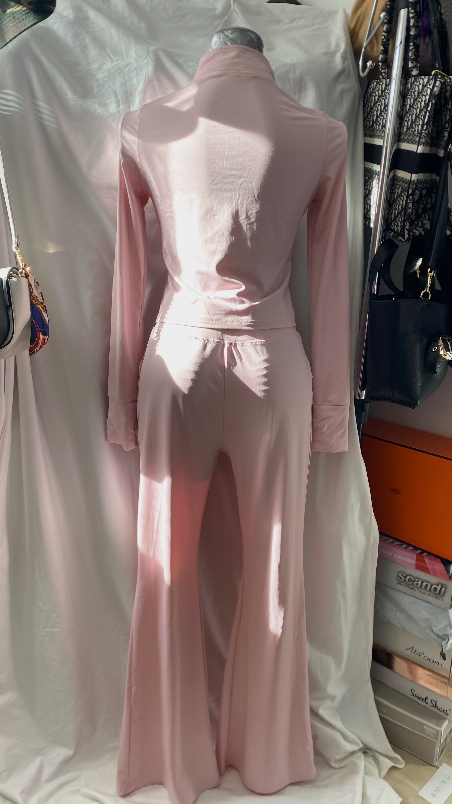 Ensemble de survêtement rose veste et pantalon patte d'éléphant – Boutique indépendante – taille L 9