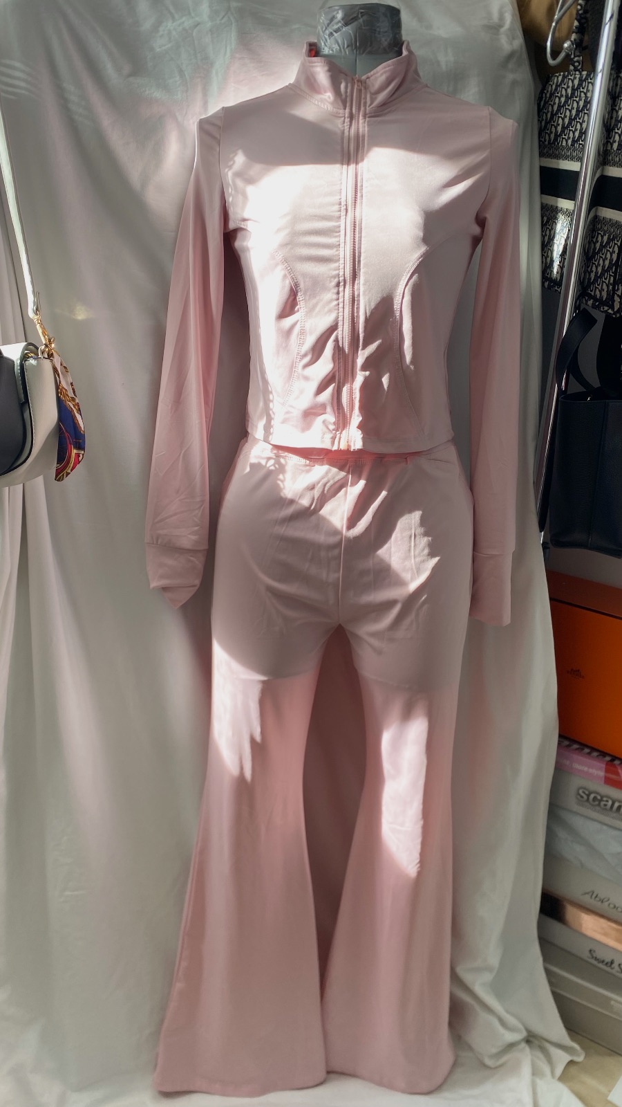 Ensemble de survêtement rose veste et pantalon patte d'éléphant – Boutique indépendante – taille L 2