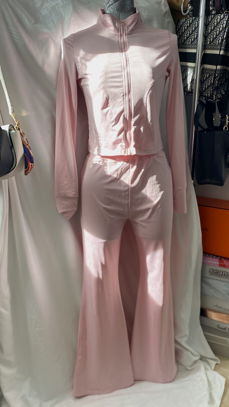 Ensemble de survêtement rose veste et pantalon patte d'éléphant – Boutique indépendante – taille L 3