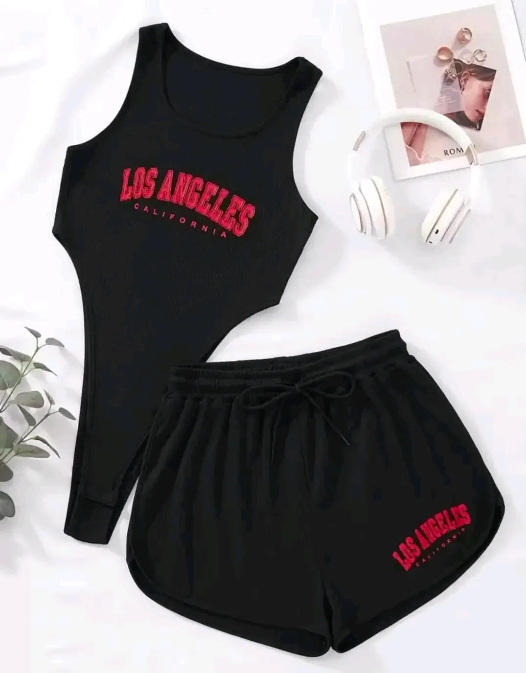 Ensemble Los Angeles débardeur et short noir 3