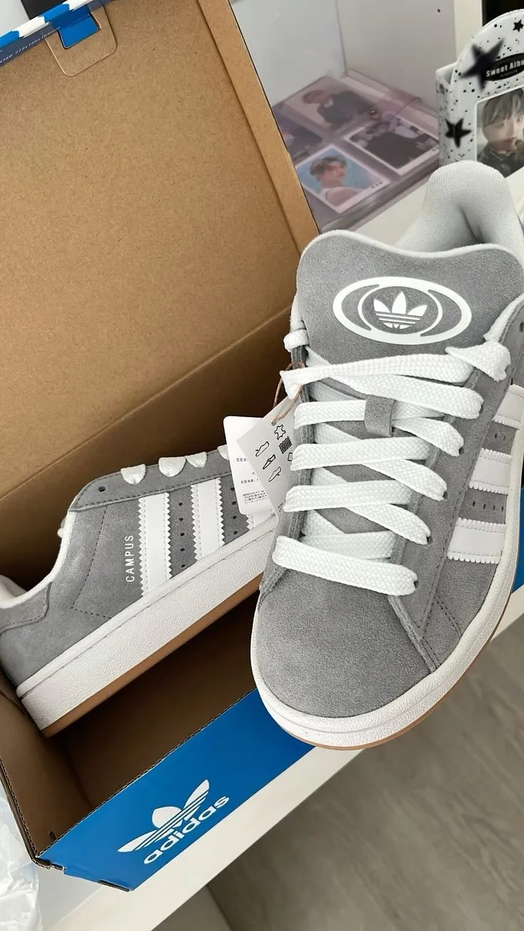 Adidas Campus gris et rose pastel 3