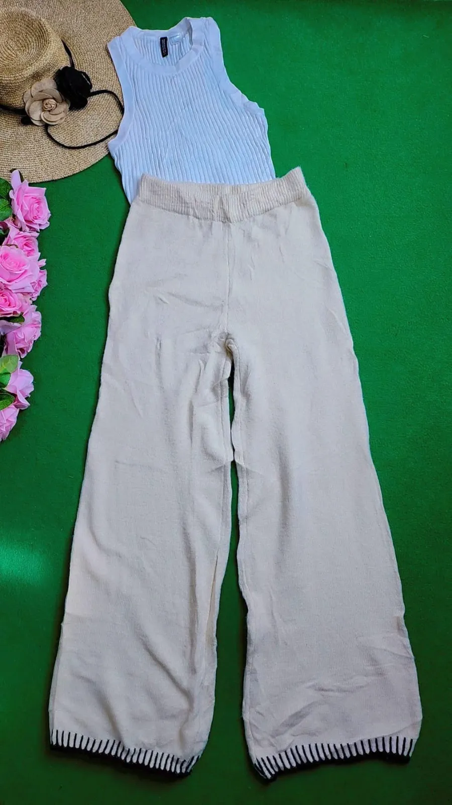 Ensemble débardeur et pantalon lin blanc 2