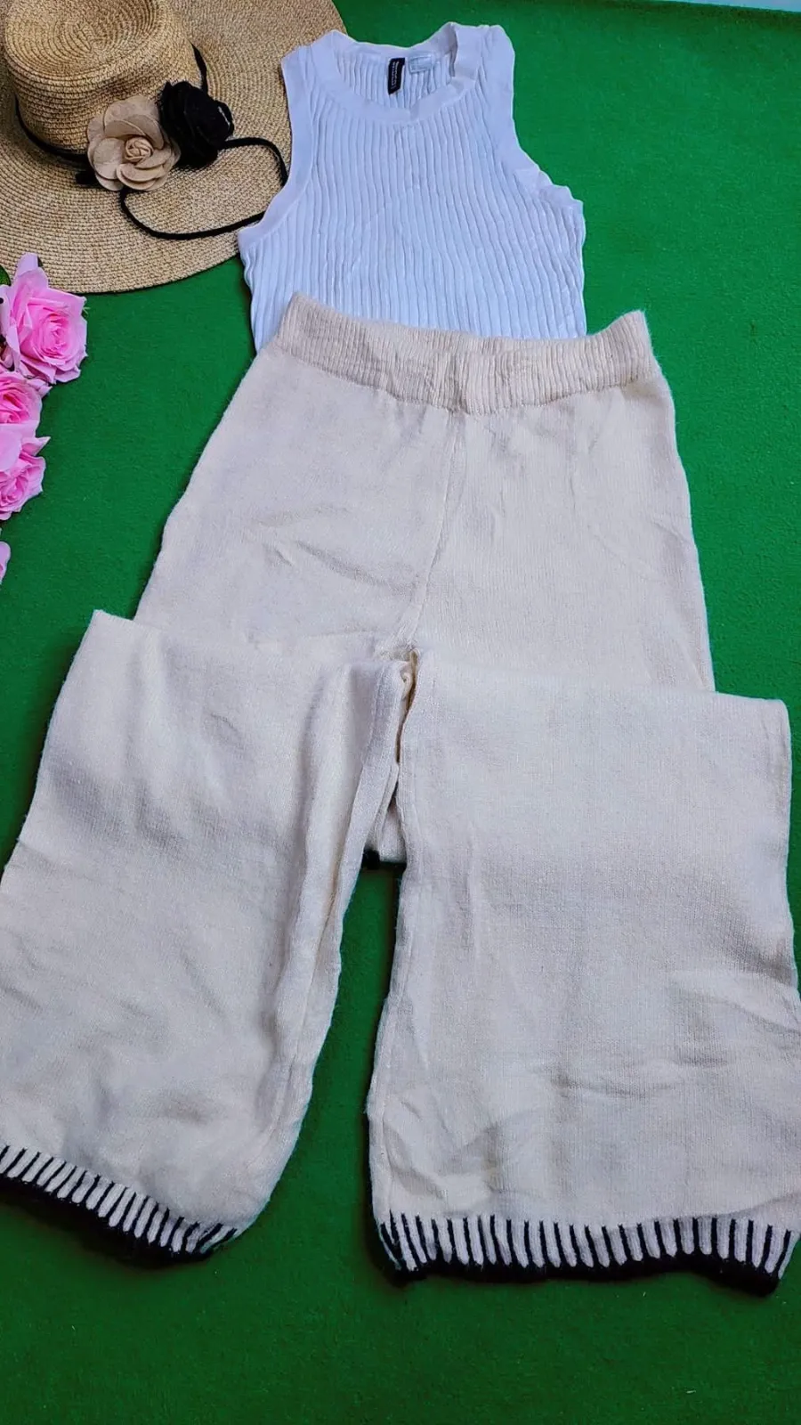 Ensemble débardeur et pantalon lin blanc