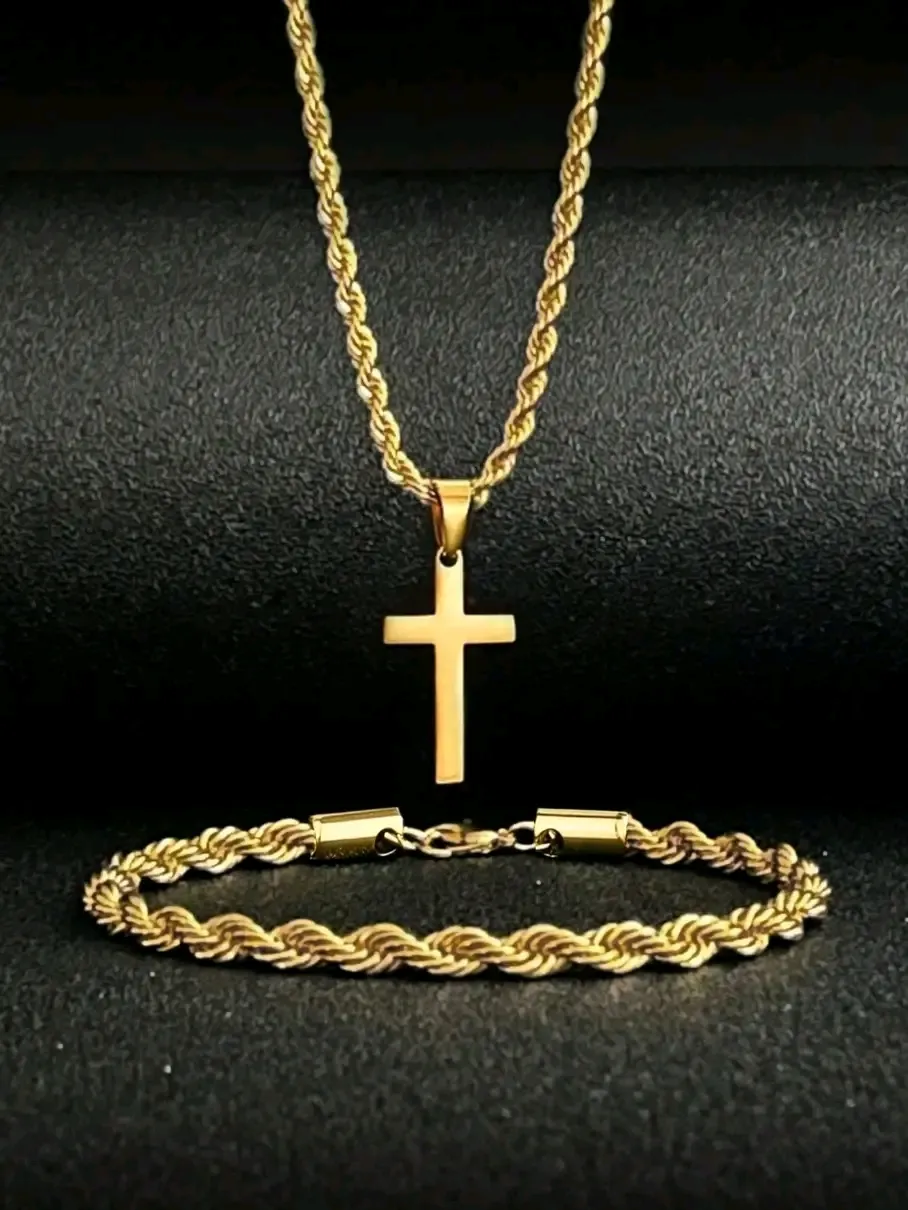 Collier double chaîne pendentif doré 3