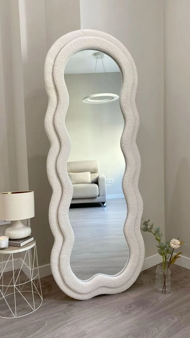 Miroir ondulé blanc forme asymétrique 2
