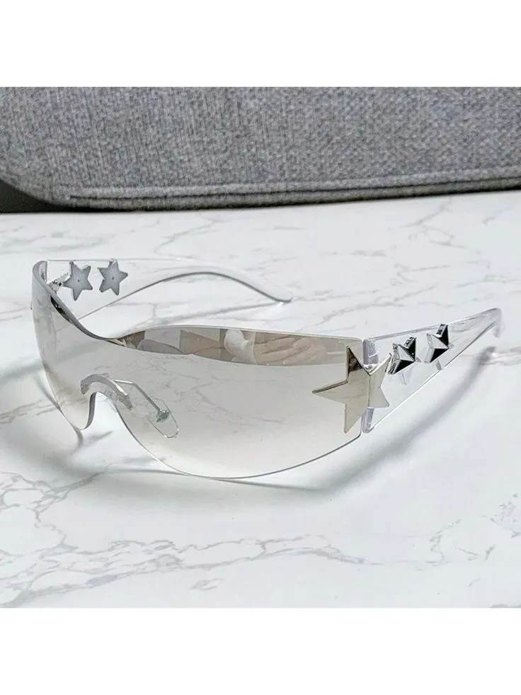 Lunettes de soleil futuriste monture transparente 2