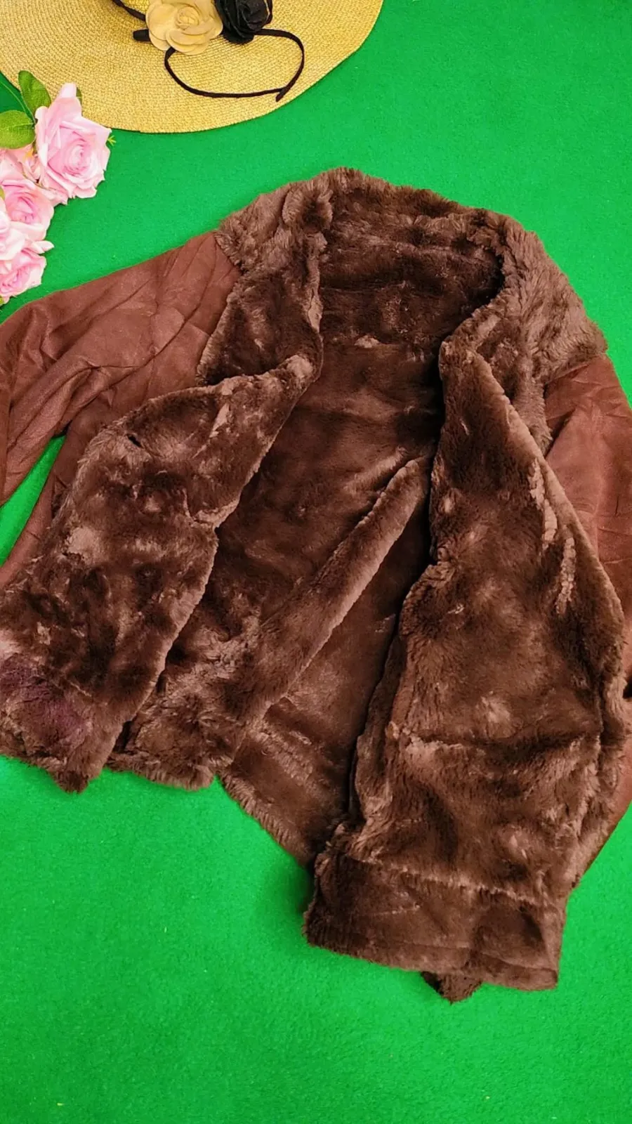 Manteau Jolie vintage coupe large marron 3