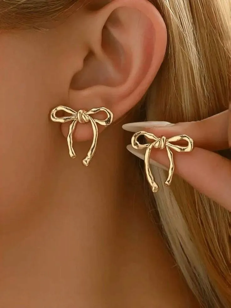 Boucles d'oreilles noeud perles dorées 2
