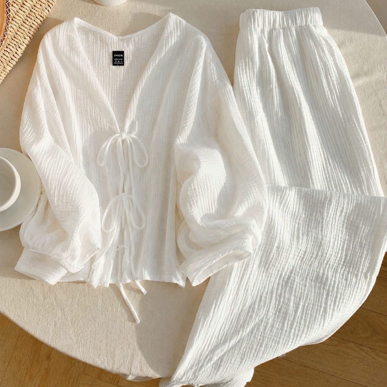 Ensemble blanc texturé 2 pièces 3