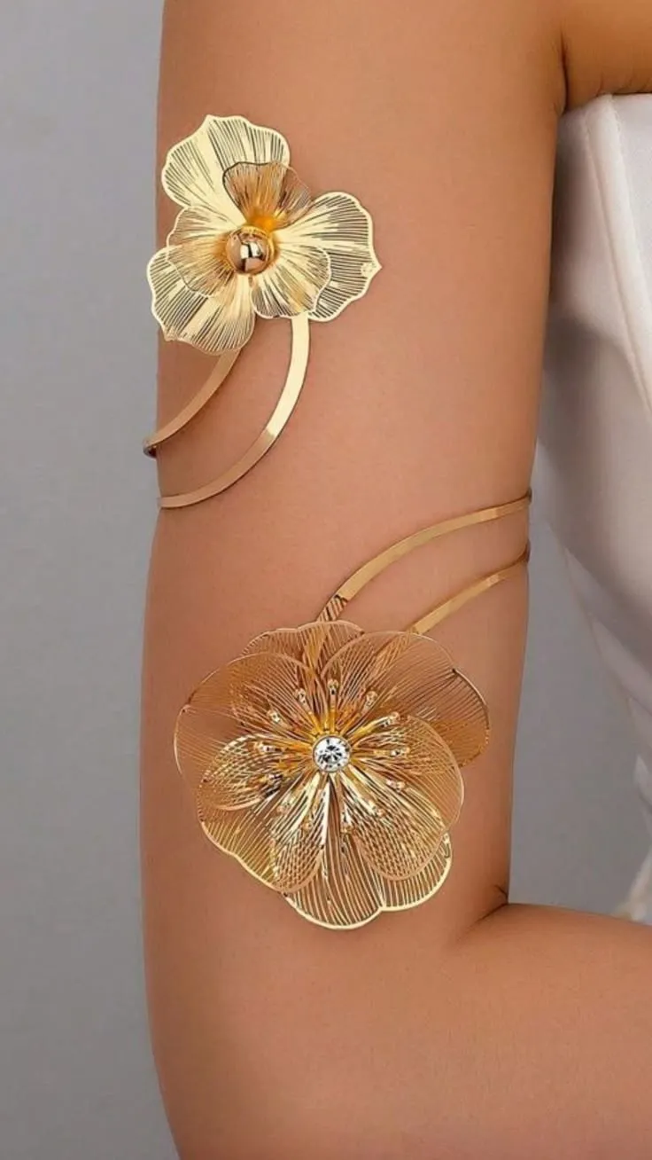 Bracelet fleurs dorées ajustable 2
