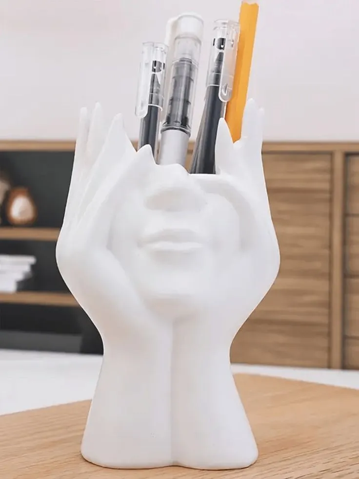 Porte-pinceaux maquillage tête blanche 2