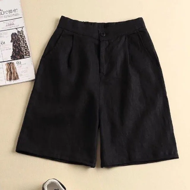 Short noir fluide ceinture taille haute 2