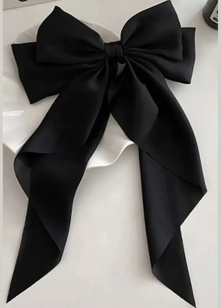 Nœud cheveux noir satin 3