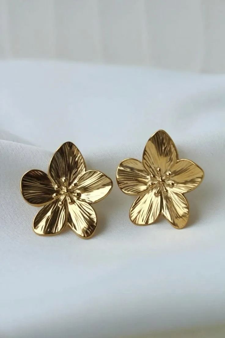 Boucles d'oreilles fleur dorée vintage 2