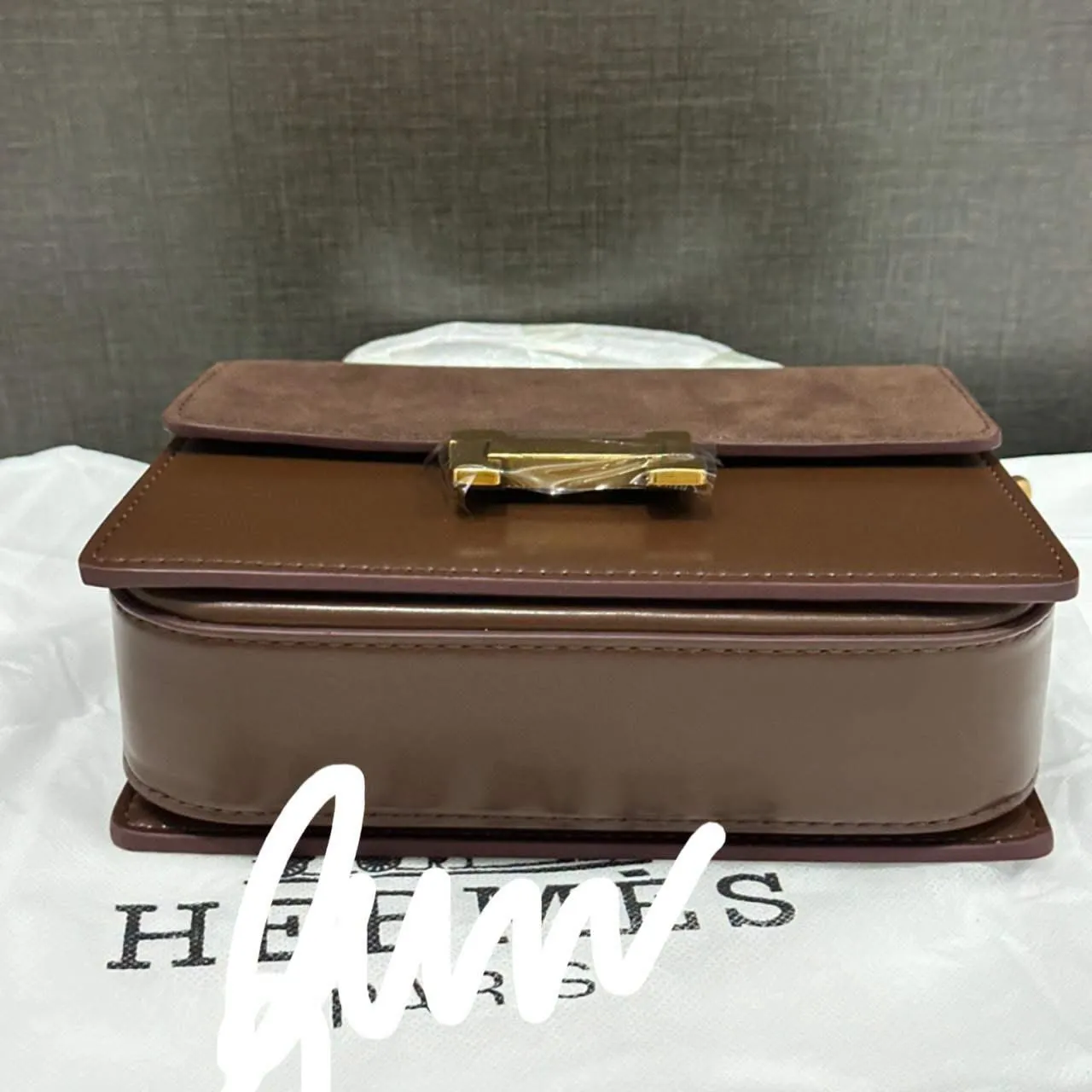 Sac à main cuir marron bandoulière chaîne 3
