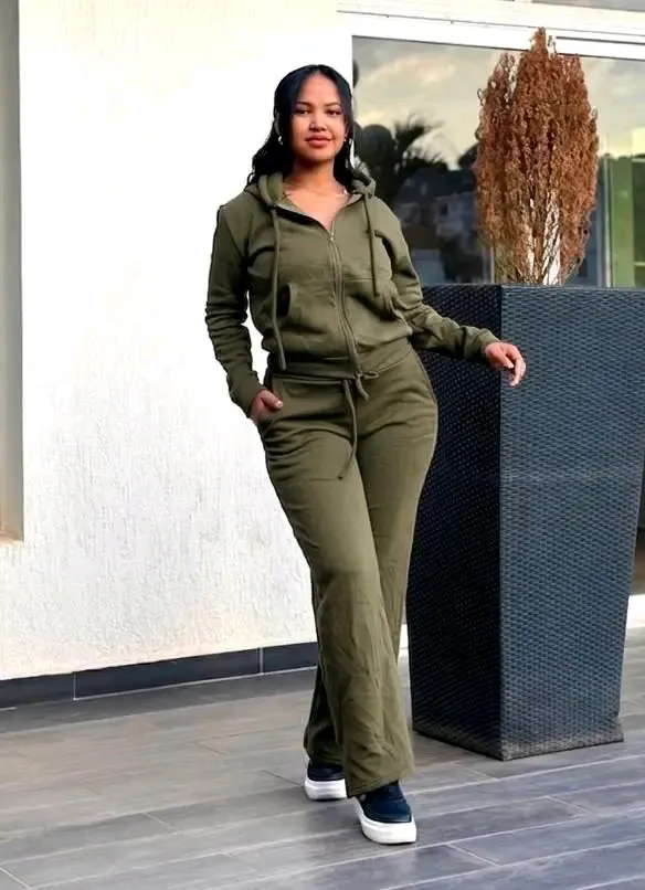 Survêtement kaki zippé femme 3