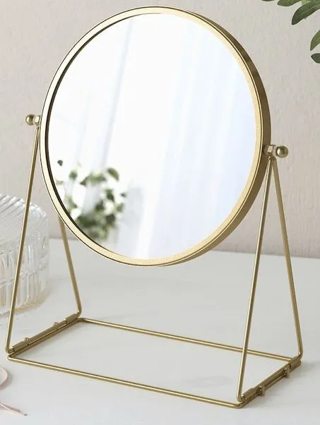 Miroir de table rond laiton vintage 2