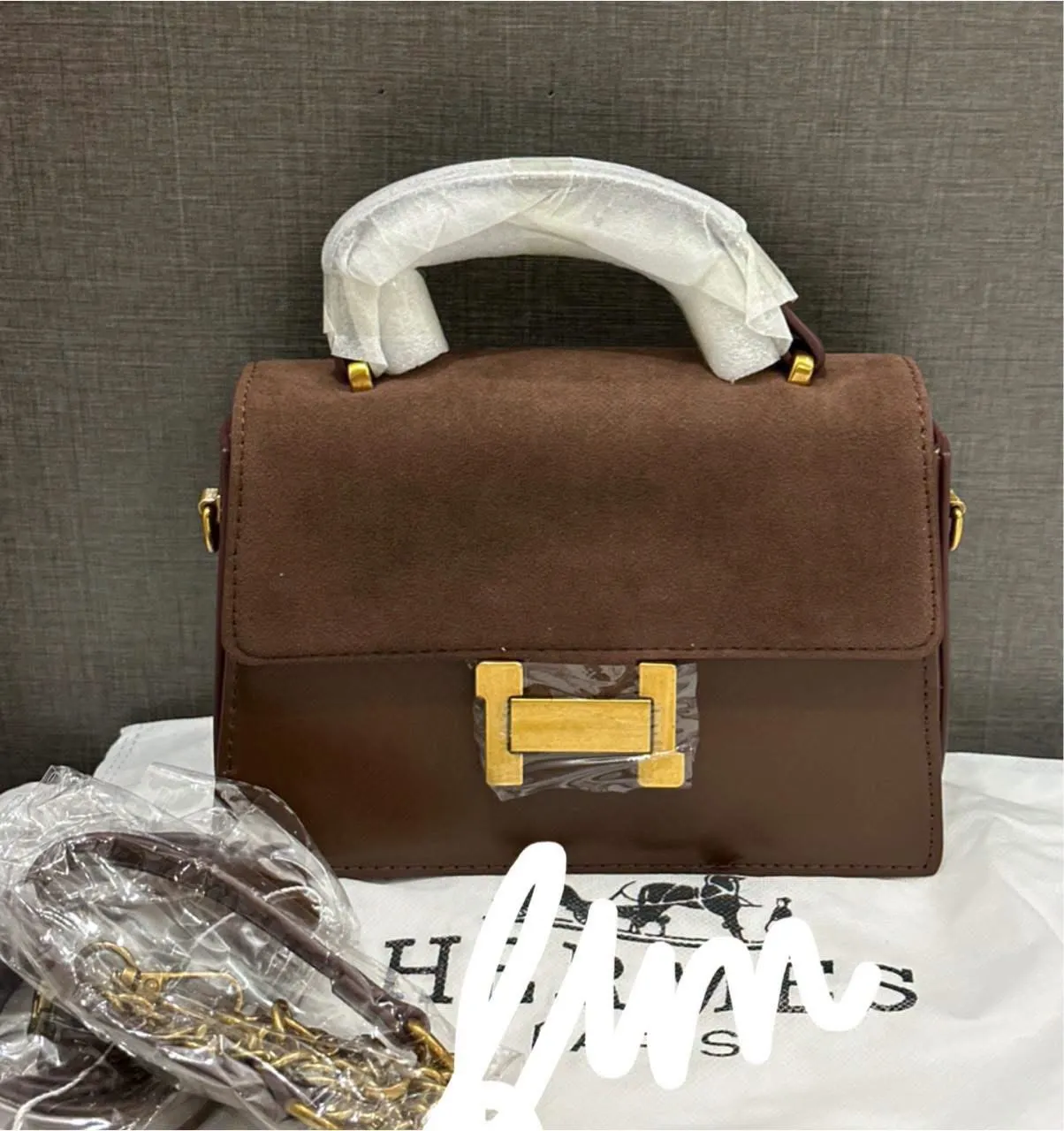 Sac à main cuir marron bandoulière chaîne