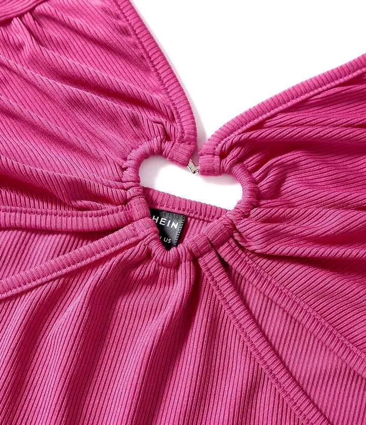 Top Halter Rose Fuchsia Côtelé 2