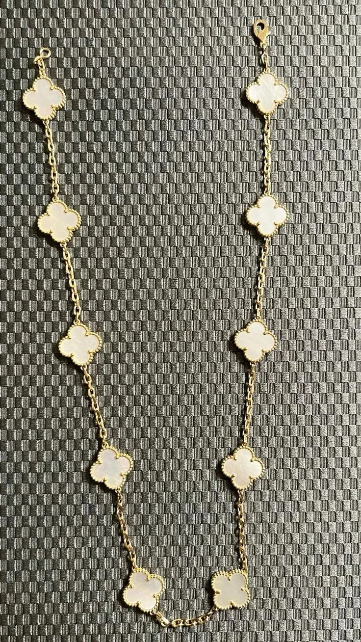 Collier chaîne dorée trèfles nacre 3