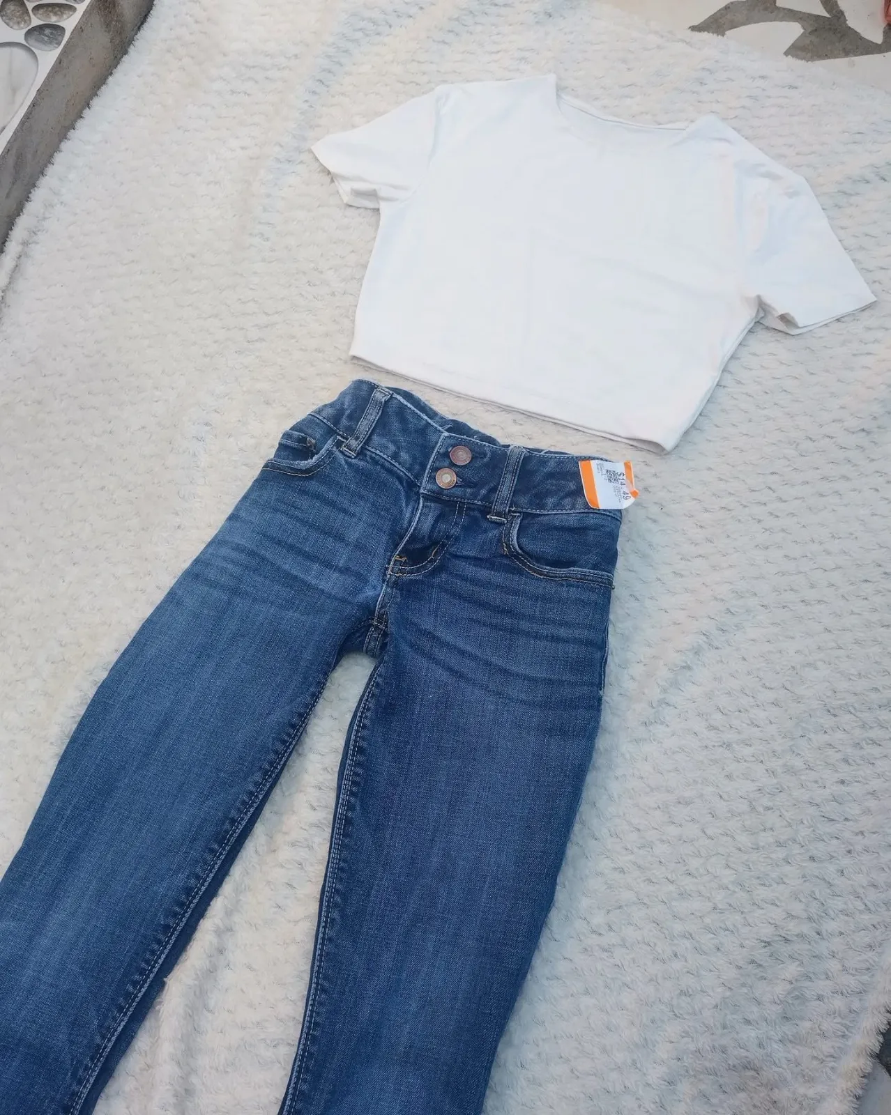 Jean flare bleu délavé taille basse 2