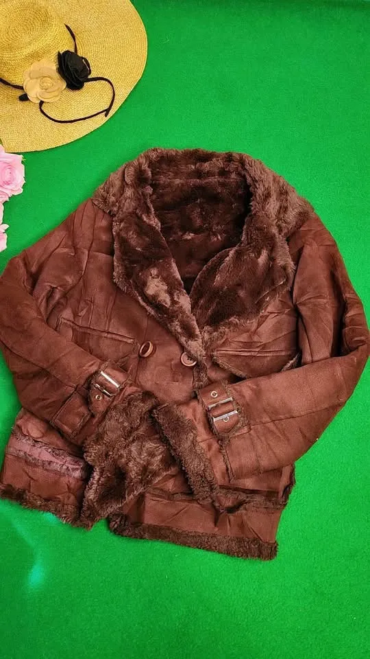 Manteau Jolie vintage coupe large marron 2