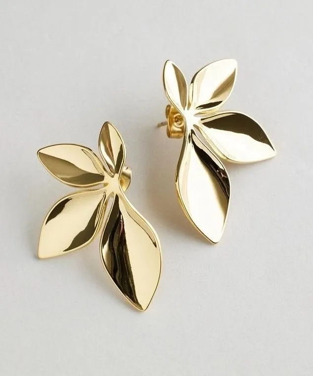 Boucles d'oreilles fleur dorée géométrique 2