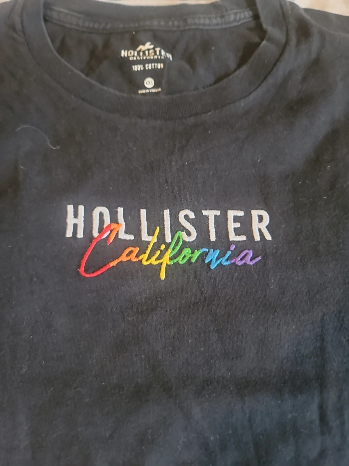 T-shirt manches longues noir Hollister California arc-en-ciel – Hollister – taille XXS / 32 / 4 3