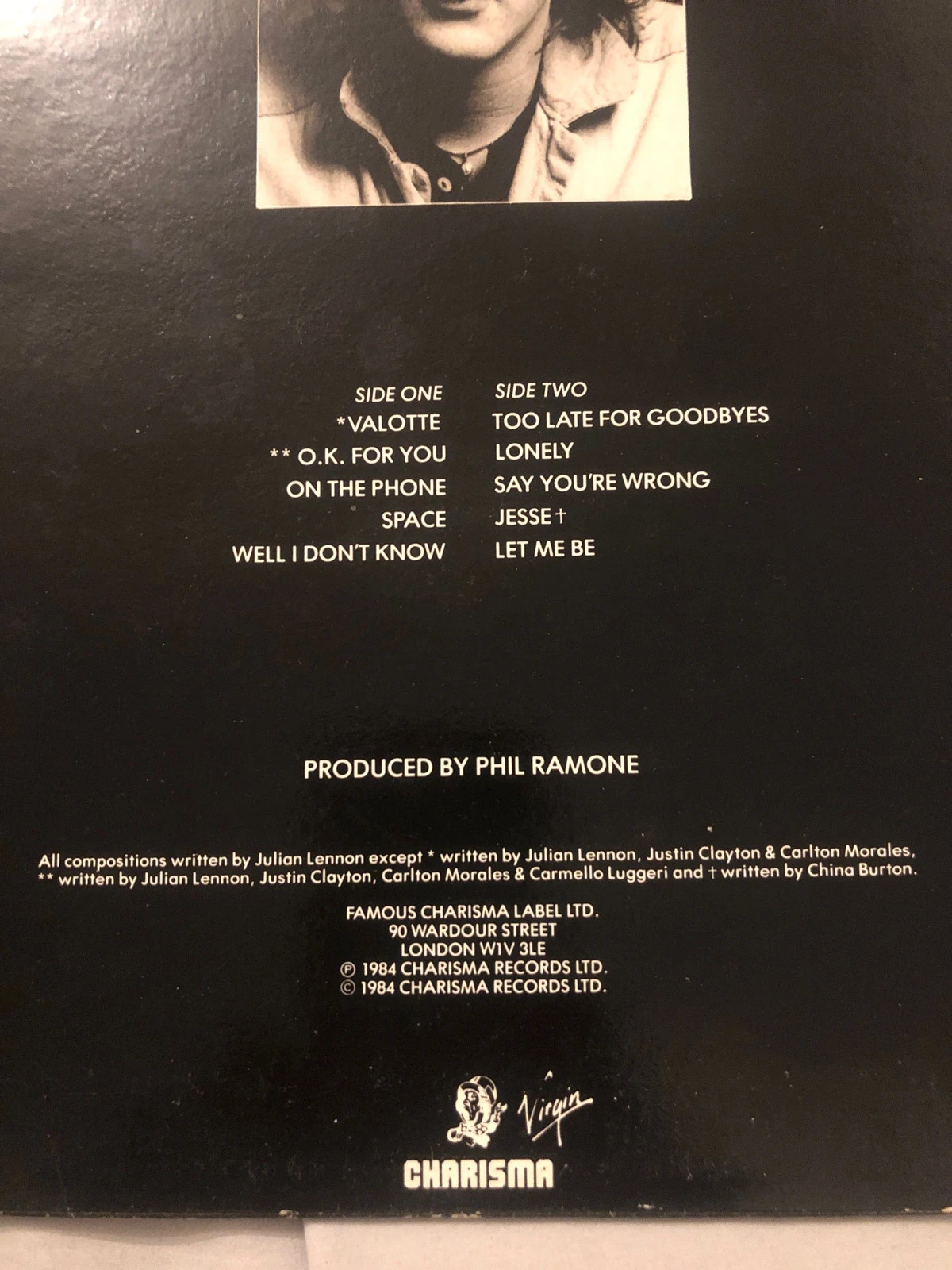 Vinyl 33 Tours Julian Lennon – Album "Valotte" (1984) - Pop Rock Collection 3