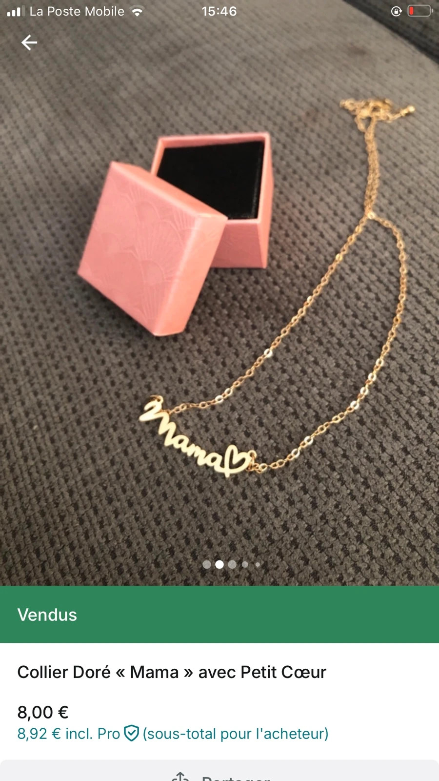 Collier doré "Mama" avec cœur 5