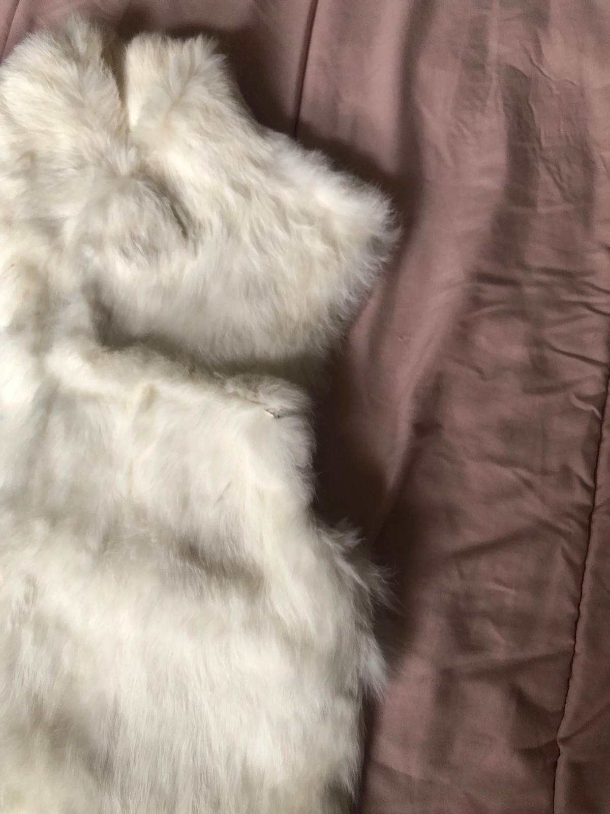 Gilet sans manches en fausse fourrure beige / écru – Veste sans manches douillette – taille M / 38 / 10 3
