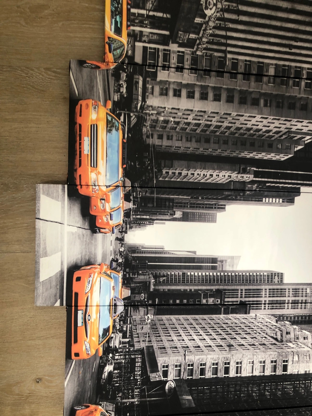 Tableau Polyptyque Manhattan & Taxis Jaunes – Décoration Murale New York (5 Panneaux) – Caro 3