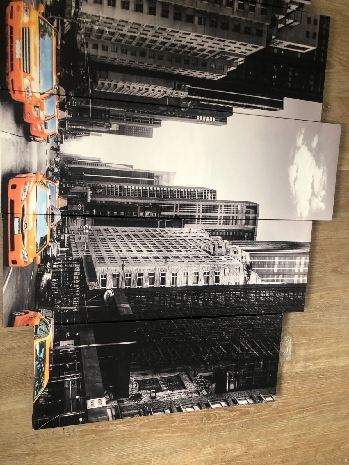 Tableau Polyptyque Manhattan & Taxis Jaunes – Décoration Murale New York (5 Panneaux) – Caro 4