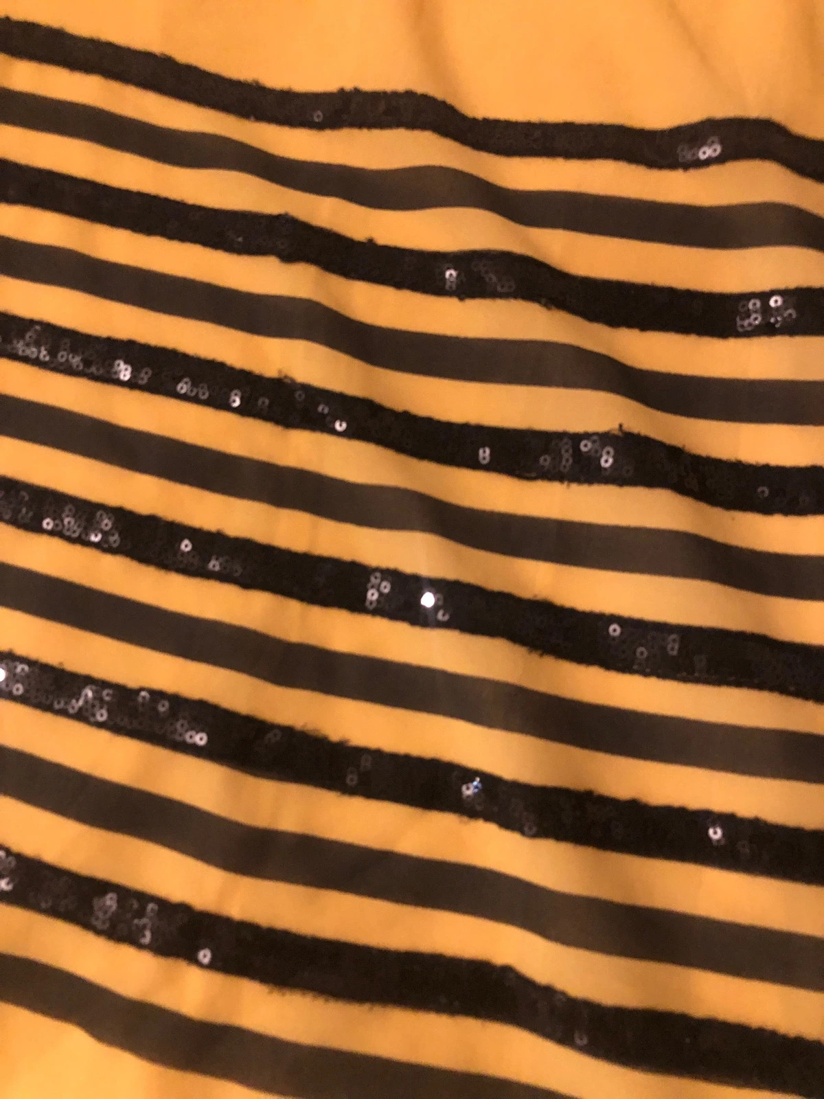 Robe courte / Tunique fluide jaune moutarde rayures & paillettes noires – Orange D'or – taille M / 38 / 10 2