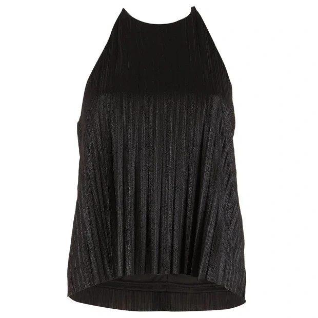 Top Plissé Noir Irisé Lola - Col Américain - – Lola – taille XL / 42 / 14 5