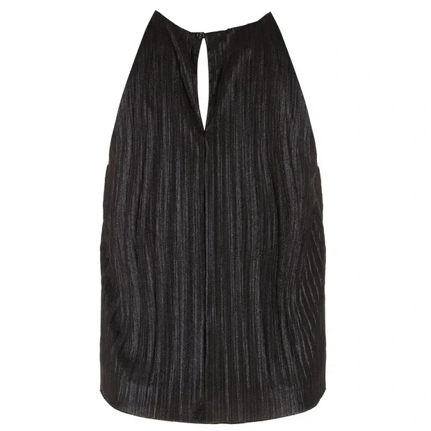 Top Plissé Noir Irisé Lola - Col Américain - – Lola – taille XL / 42 / 14 4