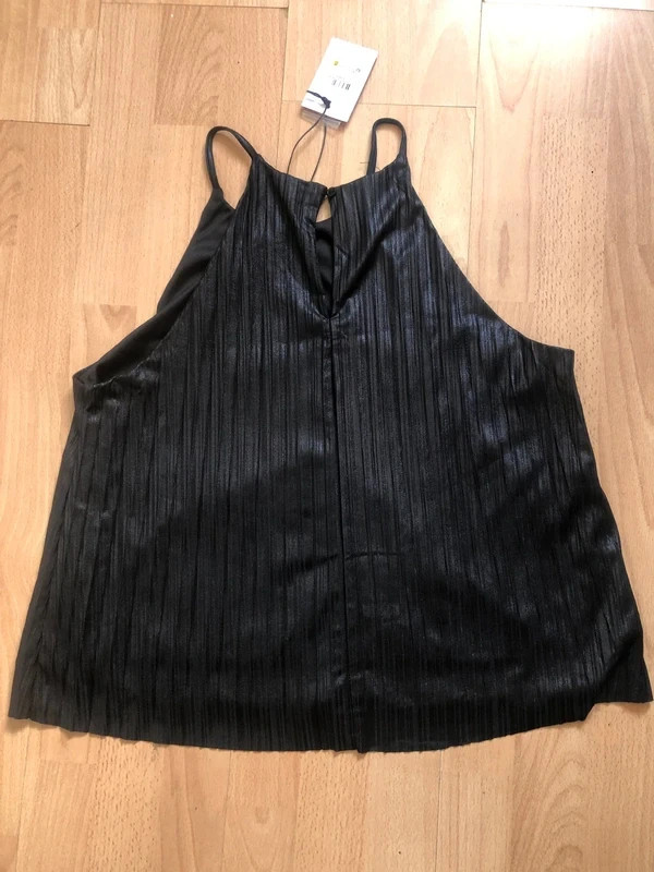 Top Plissé Noir Irisé Lola - Col Américain - – Lola – taille XL / 42 / 14 2
