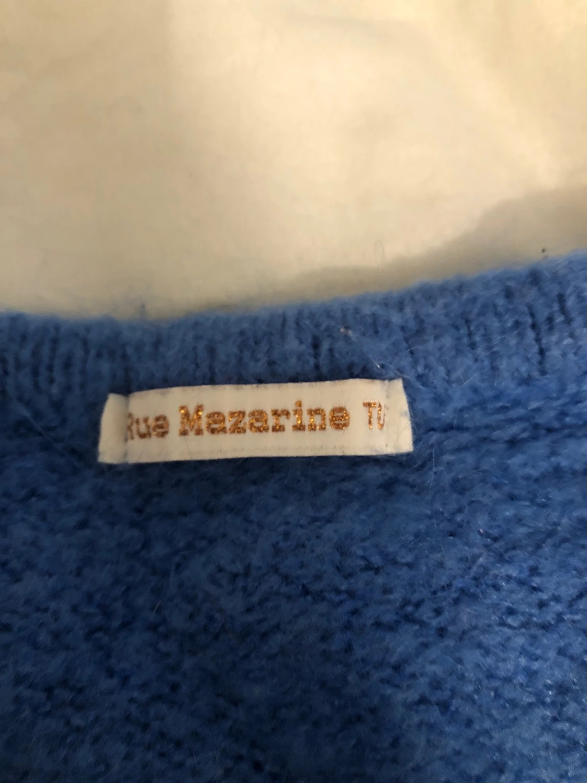 Pull bleu roi à rayures dorées/lurex - Col rond - Taille unique – rue mazarine – taille Taille unique 2